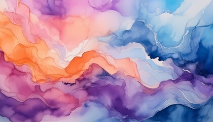 abstract watercolor wallpaper background with blue pink orange and purple colors