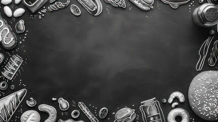 Chalkboard backdrop adorned with delicious street food icons. Perfect for food truck menus.