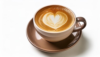 cup of coffee latte art heart isolated on white background generative ai