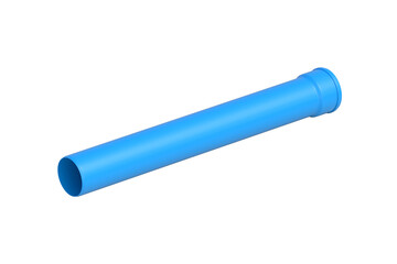 Blue PVC plastic pipe isolated on white background. 3d render