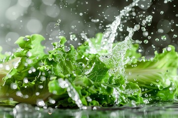 Water splashing onto lettuce in super slow motion. Shot on Phantom Flex 4K high speed camera.