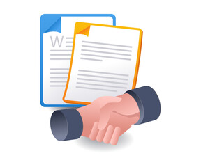 Business cooperation letter infographic 3d flat isometric illustration