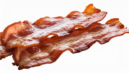 cooked bacon rashers isolated on transparent background