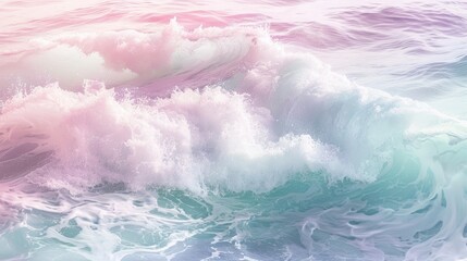 Fototapeta premium A large body of water with numerous waves in pastel shades of mint green, creating a dynamic and lively scene. Background. Wallpaper.