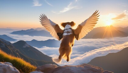surrender to the enchantment of the impossible as dogs take flight their wings propelling them through the heavens with effortless grace wallpaper pictures background hd