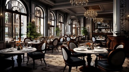 Luxury restaurant interior. Vintage style.
