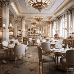 Luxury restaurant interior. Vintage style.