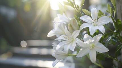 Serene white lilies in sunlight © Denys