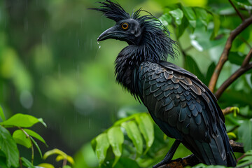 The Majestic Umbrella Bird - An Elusive Beauty in the Enthralling Rainforest