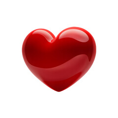 3D red heart icon on transparent background