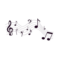 Fototapeta premium Music notes, musical design element, isolated on white background, vector illustration.