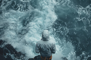 Obraz premium The fear of failure that gnaws at the back of your mind, making it difficult to take risks or pursue your goals. Concept of self-doubt. Generative Ai.