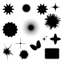 Circle black graphic element Decorative stars, message frames, quotes