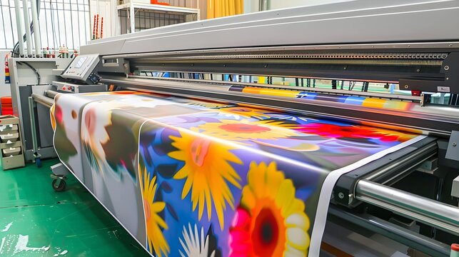 Large format printing machine in operation. Industry