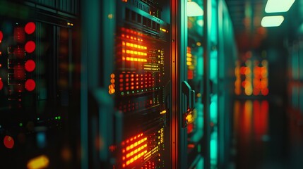 Glowing LED Network Servers