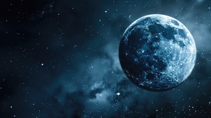 Fototapeta premium Celestial body resembling planet set against starry space backdrop