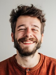 Obraz premium Happy man adult face caucasian isolated background handsome confidence portrait casual guy young person attractive