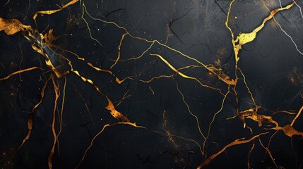 Black marble texture with golden veins. AIG51A.