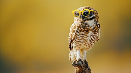 Wise Owl with Yellow Sunglasses