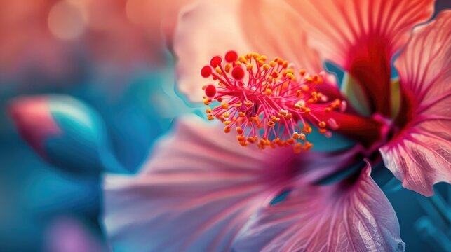 Vivid close up of blooming summer flower