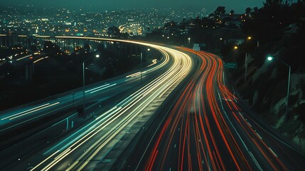 Obraz premium Urban Night Highway Timelapse