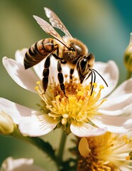 Word bee day, luxury bee on the flowers.
