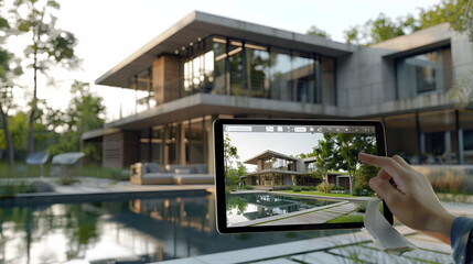 house design, tablet used for construction