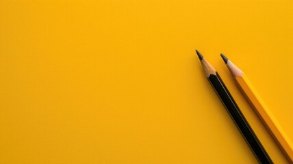 Two sharpened pencils on yellow background