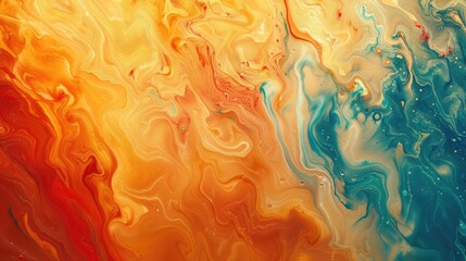 A vibrant painting capturing the intense heat and beauty of a flame. The artwork displays a stunning pattern of amber, orange, and peach colors, reminiscent of a geological phenomenon AIG50