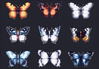 A_set_of_pixel_art_butterfly_ico