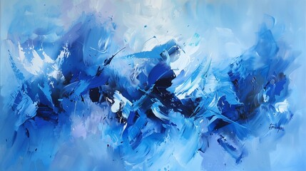 blue abstract acrylic painting on canvas