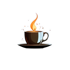 Сoffee cup logos  on transparent background. Drink Illustration Techniques for Hot Beverages. AI Generation.
