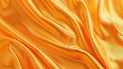 Obraz premium Wavy orange satin fabric with silky texture and bright sheen