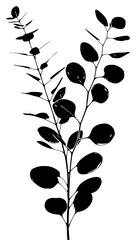 PNG Eucalyptus silhouette art illustrated stencil
