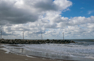 Stormy weather in the coast Dark clouds