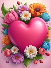 Obraz premium Beautiful Flowers Love Frame for Valentine, Mothers Day and Wedding Background