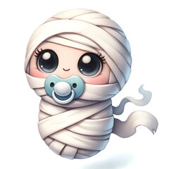 watercolor cute baby mummy, vector illustration	