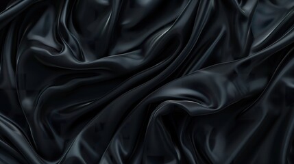 Luxurious Black Satin Fabric: Abstract Background for Fashion and Luxury Concepts