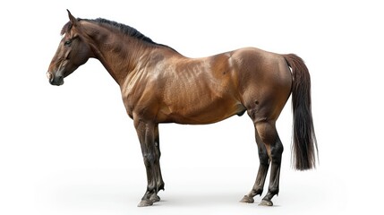 Obraz premium Solitary bay horse on a white background