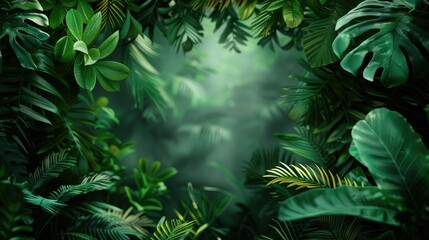 Nature leaves, green tropical forest, illustration concept AI generated