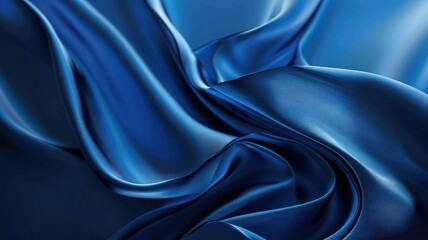 Obraz premium Close-up of luxurious, smooth blue fabric with elegant waves and folds