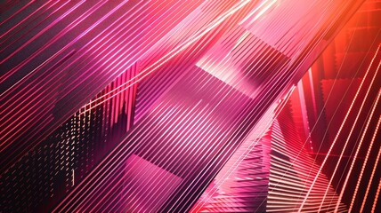 Abstract red and pink neon lights with diagonal lines pattern