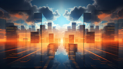Fototapeta premium 3D rendering of city skyline