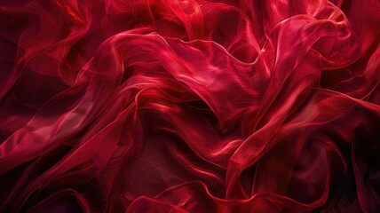 Obraz premium Textured red fabric with undulating folds creating abstract pattern