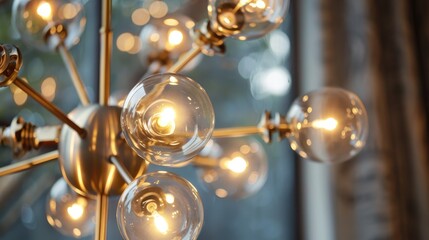 Obraz premium The chandelier with 8 light bulbs and a gold finish