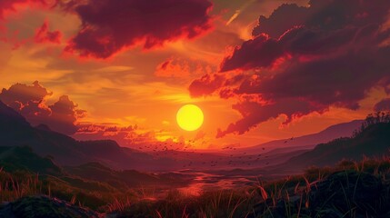 Sunsets of Never series. Landscape of virtual paint.