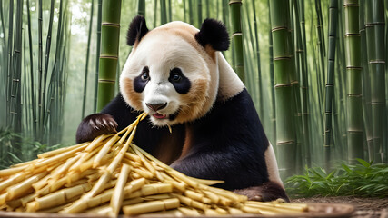 giant panda eating bamboo