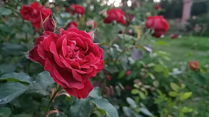 Roses are blossoming beautifully in the garden