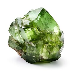 A shiny green sapphire nugget with a smooth, glossy surface, isolated on a white background, Ai Generated