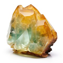 A shiny beryl nugget with a clear and glossy surface, isolated on a white background, Ai Generated